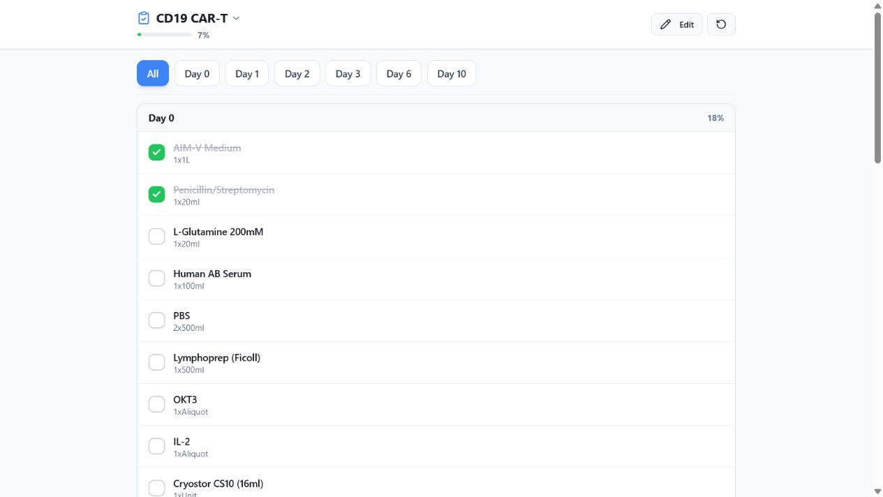 Cleanroom checklist application screenshot